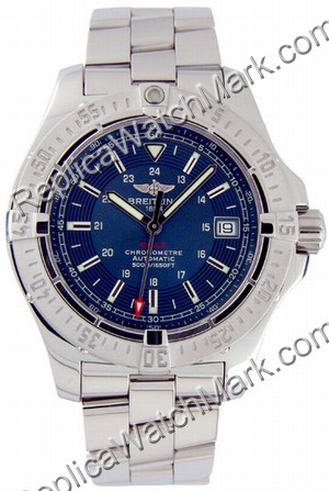 Breitling Aeromarine Colt Automatic Steel Blue Mens Watch A17380 - Click Image to Close