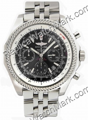 Breitling Bentley Motors Chronograph Steel Black Mens Watch A253 - Click Image to Close