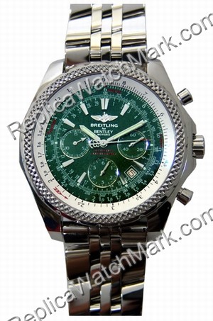 Breitling Bentley Motors Chronograph Steel Green Mens Watch A253 - Click Image to Close