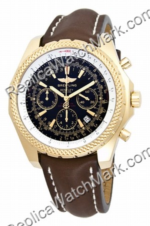 Breitling Navitimer 18kt Yellow Gold Steel Black Mens Watch D233 - Click Image to Close
