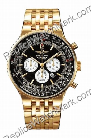 Breitling Navitimer Heritage 18kt Yellow Gold Black Mens Watch K - Click Image to Close