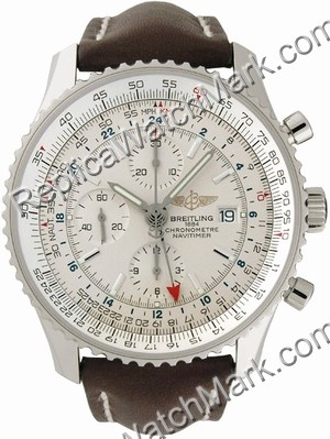 Breitling Navitimer World Steel Brown strap Watch A2432212-G5-44 - Click Image to Close