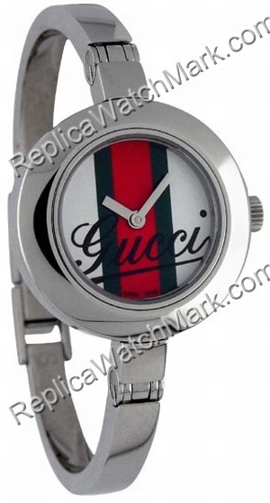 Gucci 105 Serie gestreift Dial Bangle Damenuhr Mini YA105519