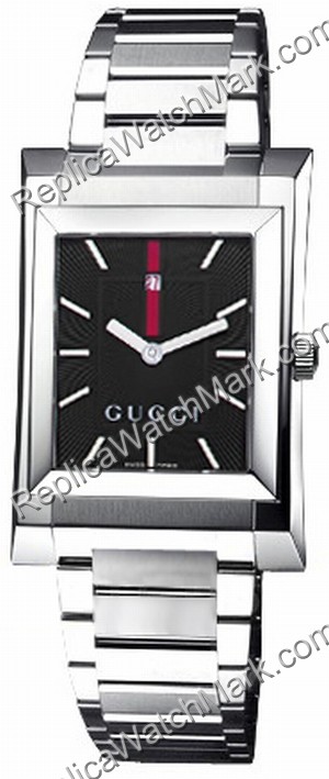 Gucci 111 Guccio Bracelet Black Dial Polished Stainless Steel Sq