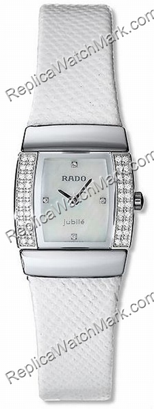 Rado Sintra en céramique Mesdames Diamond blanc en cuir taille m