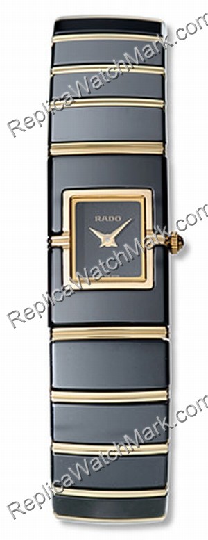 Rado Diaqueen черной керамики и 18K Желтый Дамы золотые часы R2340